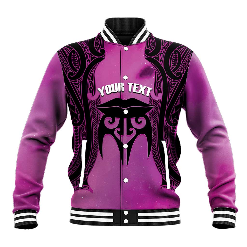 Personalised Moko Kauae New Zealand Baseball Jacket Maori Chin Tattoo Pink - Aussie Hoodie
