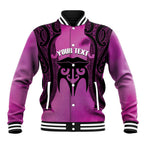 Personalised Moko Kauae New Zealand Baseball Jacket Maori Chin Tattoo Pink - Aussie Hoodie