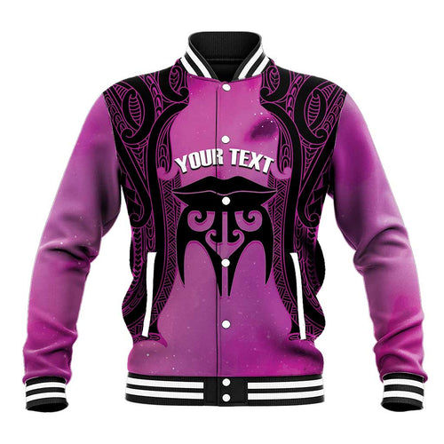 Personalised Moko Kauae New Zealand Baseball Jacket Maori Chin Tattoo Pink - Aussie Hoodie