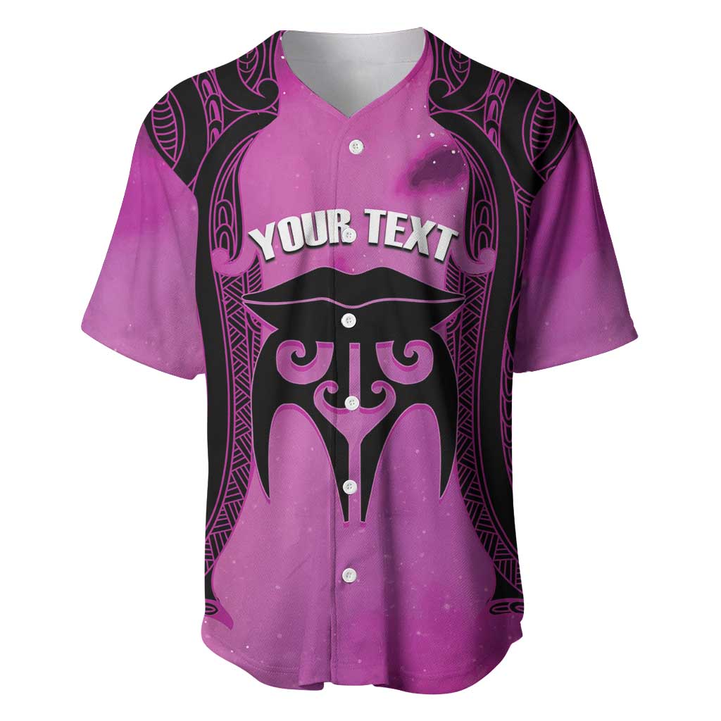 Personalised Moko Kauae New Zealand Baseball Jersey Maori Chin Tattoo Pink - Aussie Hoodie