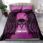 Personalised Moko Kauae New Zealand Bedding Set Maori Chin Tattoo Pink - Aussie Hoodie