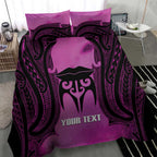 Personalised Moko Kauae New Zealand Bedding Set Maori Chin Tattoo Pink - Aussie Hoodie