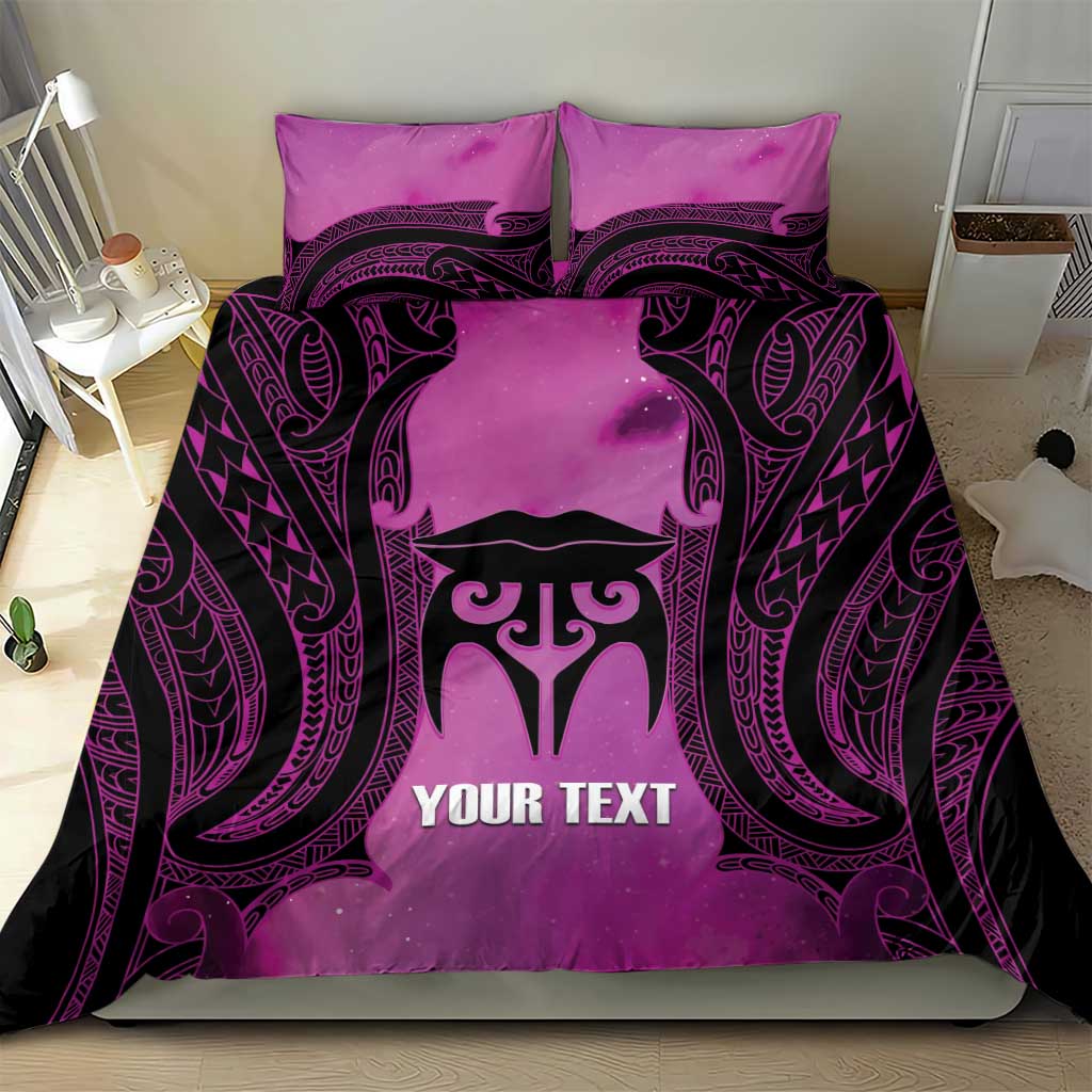 Personalised Moko Kauae New Zealand Bedding Set Maori Chin Tattoo Pink - Aussie Hoodie