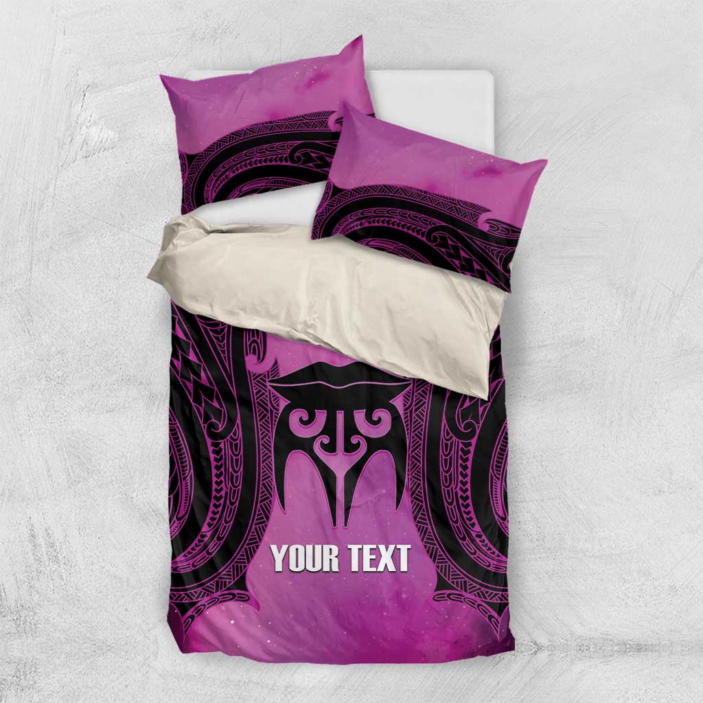 Personalised Moko Kauae New Zealand Bedding Set Maori Chin Tattoo Pink - Aussie Hoodie