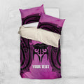 Personalised Moko Kauae New Zealand Bedding Set Maori Chin Tattoo Pink - Aussie Hoodie