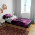 Personalised Moko Kauae New Zealand Bedding Set Maori Chin Tattoo Pink - Aussie Hoodie