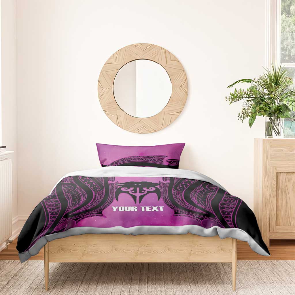 Personalised Moko Kauae New Zealand Bedding Set Maori Chin Tattoo Pink - Aussie Hoodie