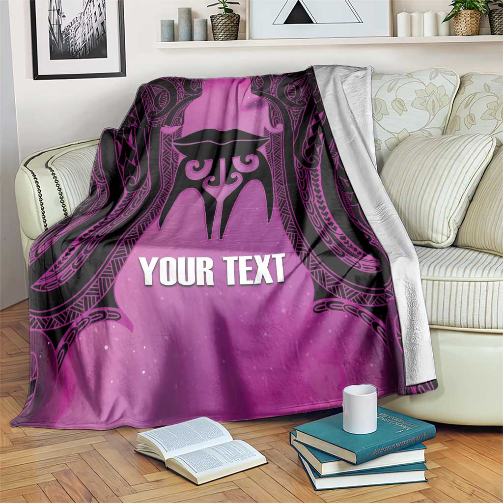 Personalised Moko Kauae New Zealand Blanket Maori Chin Tattoo Pink - Aussie Hoodie
