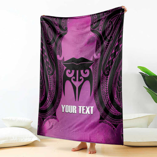 Personalised Moko Kauae New Zealand Blanket Maori Chin Tattoo Pink - Aussie Hoodie