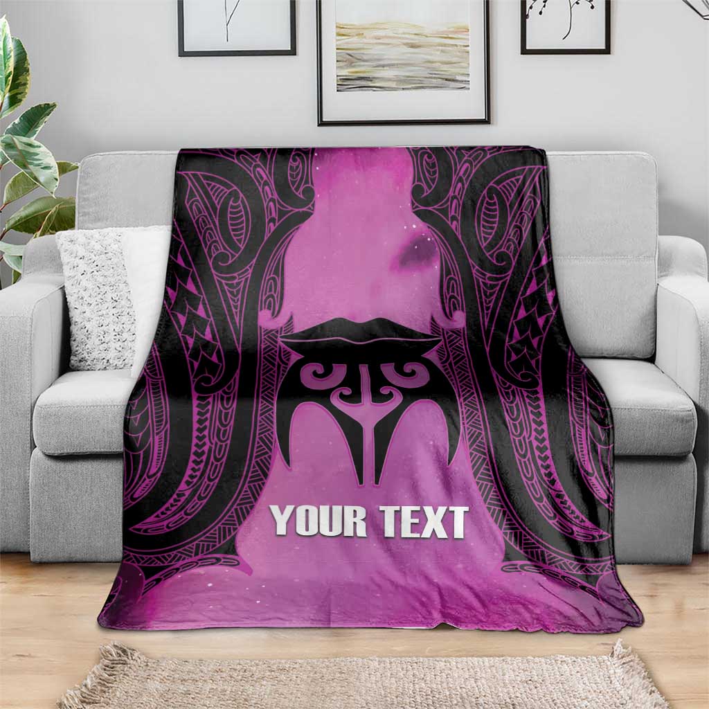 Personalised Moko Kauae New Zealand Blanket Maori Chin Tattoo Pink - Aussie Hoodie