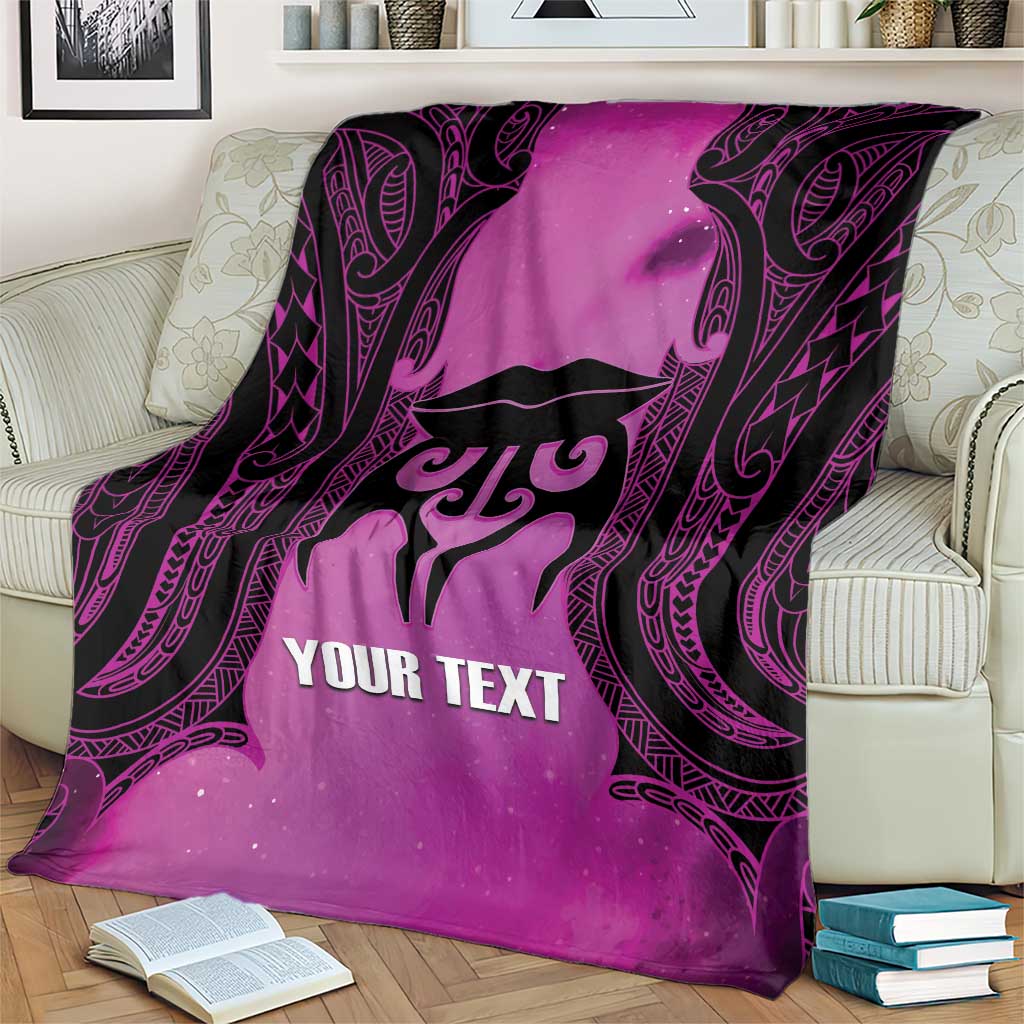 Personalised Moko Kauae New Zealand Blanket Maori Chin Tattoo Pink - Aussie Hoodie