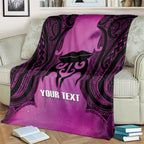 Personalised Moko Kauae New Zealand Blanket Maori Chin Tattoo Pink - Aussie Hoodie