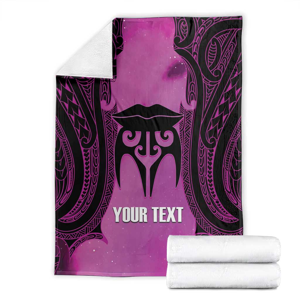 Personalised Moko Kauae New Zealand Blanket Maori Chin Tattoo Pink - Aussie Hoodie