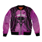 Personalised Moko Kauae New Zealand Bomber Jacket Maori Chin Tattoo Pink - Aussie Hoodie