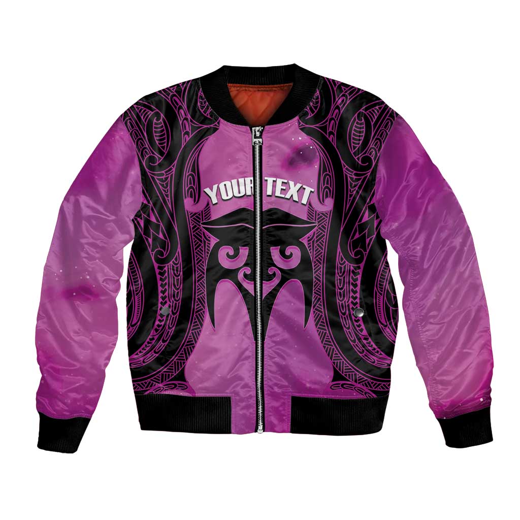 Personalised Moko Kauae New Zealand Bomber Jacket Maori Chin Tattoo Pink - Aussie Hoodie