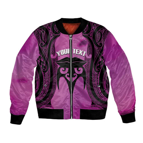 Personalised Moko Kauae New Zealand Bomber Jacket Maori Chin Tattoo Pink - Aussie Hoodie