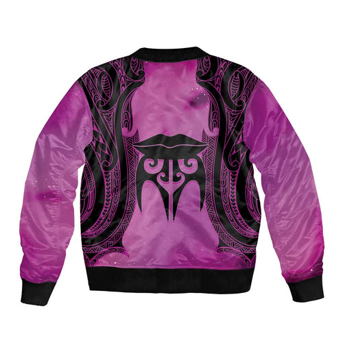 Personalised Moko Kauae New Zealand Bomber Jacket Maori Chin Tattoo Pink - Aussie Hoodie