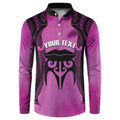 Personalised Moko Kauae New Zealand Button Sweatshirt Maori Chin Tattoo Pink - Aussie Hoodie