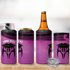 Personalised Moko Kauae New Zealand 4 in 1 Can Cooler Tumbler Maori Chin Tattoo Pink - Aussie Hoodie