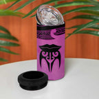 Personalised Moko Kauae New Zealand 4 in 1 Can Cooler Tumbler Maori Chin Tattoo Pink - Aussie Hoodie