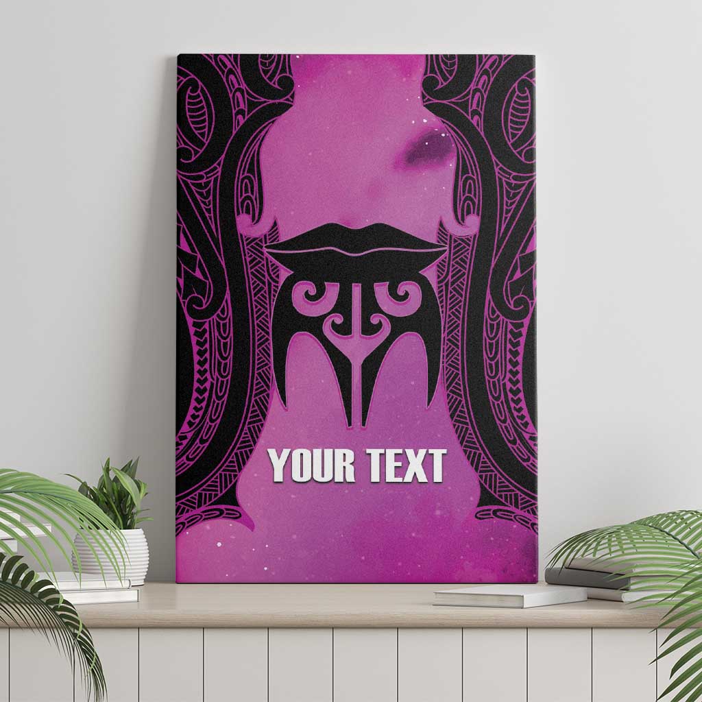 Personalised Moko Kauae New Zealand Canvas Wall Art Maori Chin Tattoo Pink - Aussie Hoodie