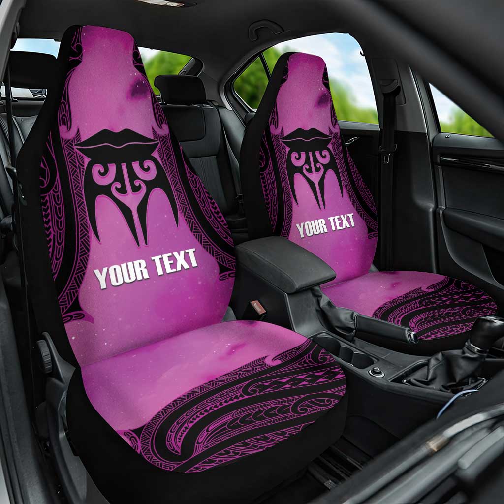 Personalised Moko Kauae New Zealand Car Seat Cover Maori Chin Tattoo Pink - Aussie Hoodie