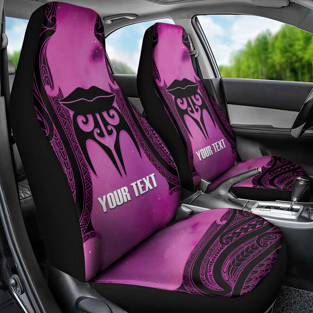Personalised Moko Kauae New Zealand Car Seat Cover Maori Chin Tattoo Pink - Aussie Hoodie