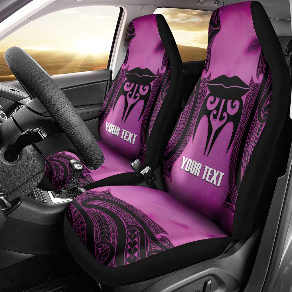 Personalised Moko Kauae New Zealand Car Seat Cover Maori Chin Tattoo Pink - Aussie Hoodie