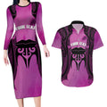Personalised Moko Kauae New Zealand Couples Matching Long Sleeve Bodycon Dress and Hawaiian Shirt Maori Chin Tattoo Pink - Aussie Hoodie