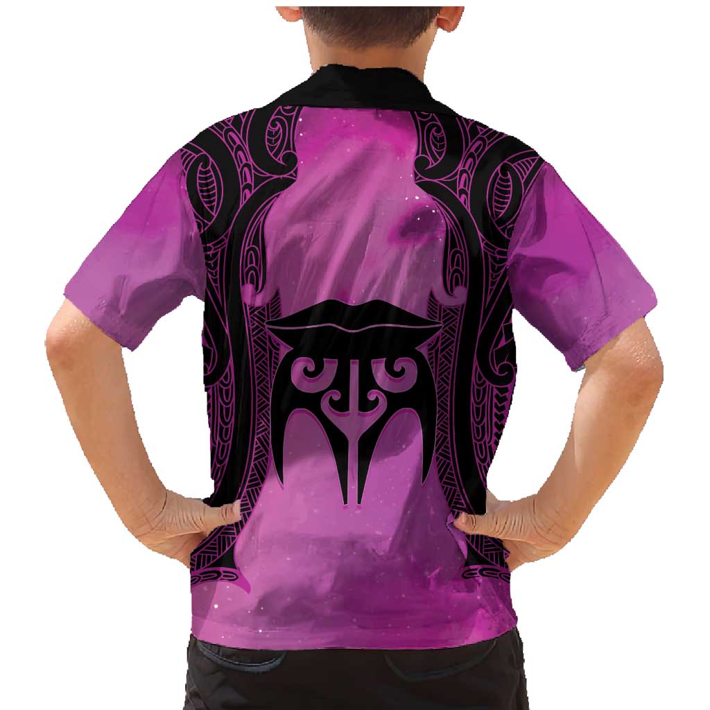 Personalised Moko Kauae New Zealand Family Matching Mermaid Dress and Hawaiian Shirt Maori Chin Tattoo Pink - Aussie Hoodie