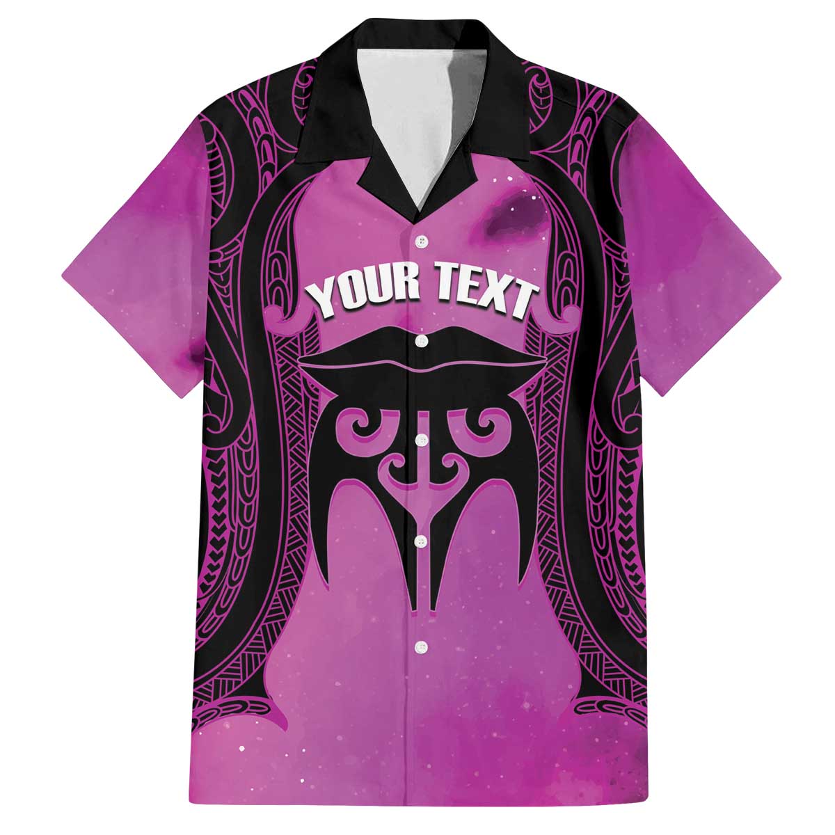 Personalised Moko Kauae New Zealand Family Matching Off The Shoulder Long Sleeve Dress and Hawaiian Shirt Maori Chin Tattoo Pink - Aussie Hoodie