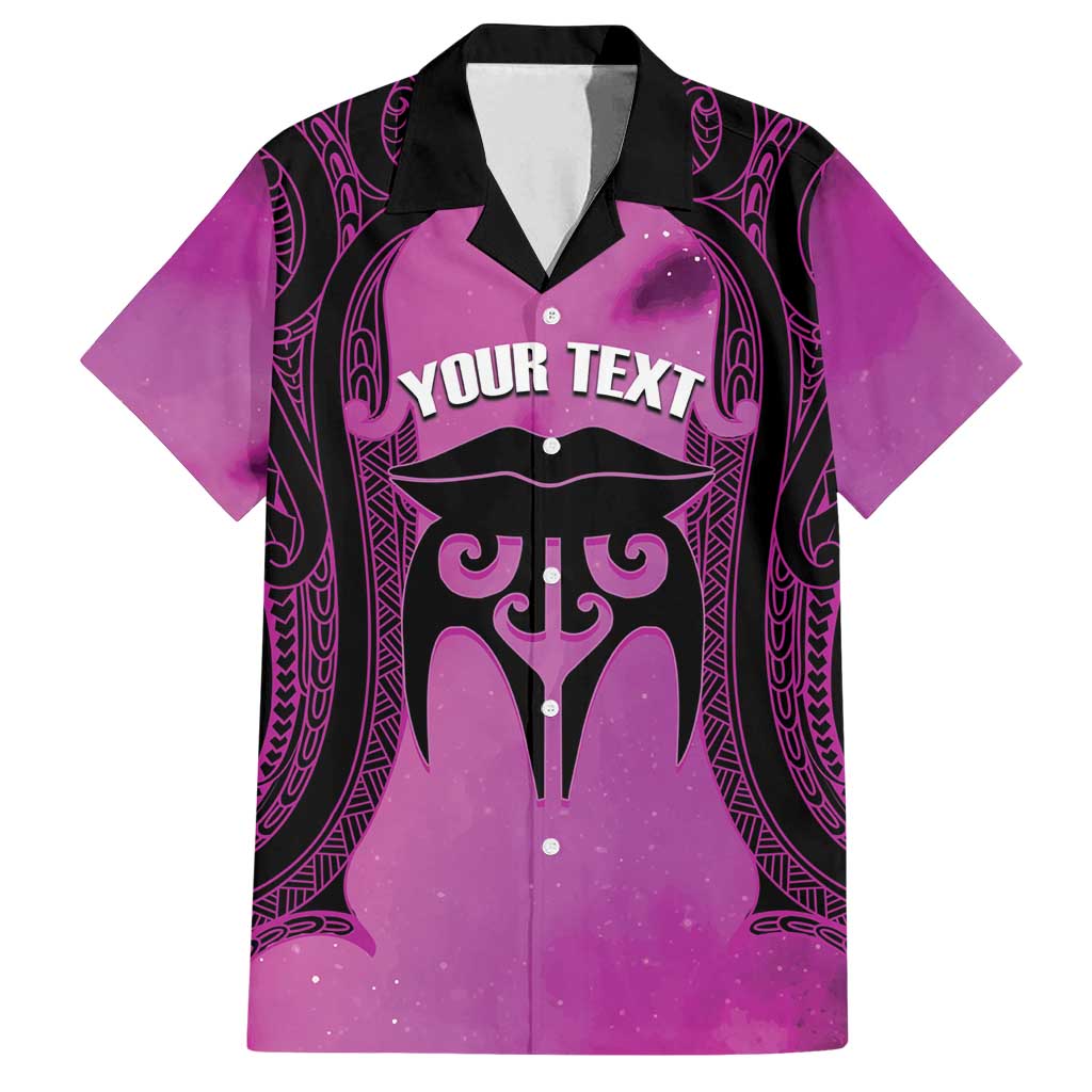 Personalised Moko Kauae New Zealand Family Matching Off Shoulder Maxi Dress and Hawaiian Shirt Maori Chin Tattoo Pink - Aussie Hoodie