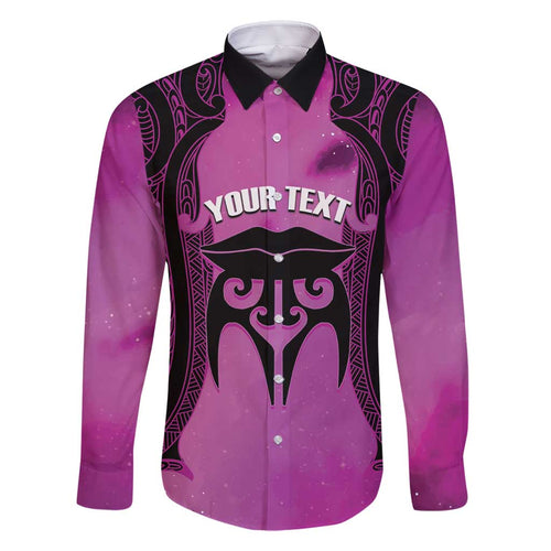 Personalised Moko Kauae New Zealand Family Matching Off Shoulder Maxi Dress and Hawaiian Shirt Maori Chin Tattoo Pink - Aussie Hoodie