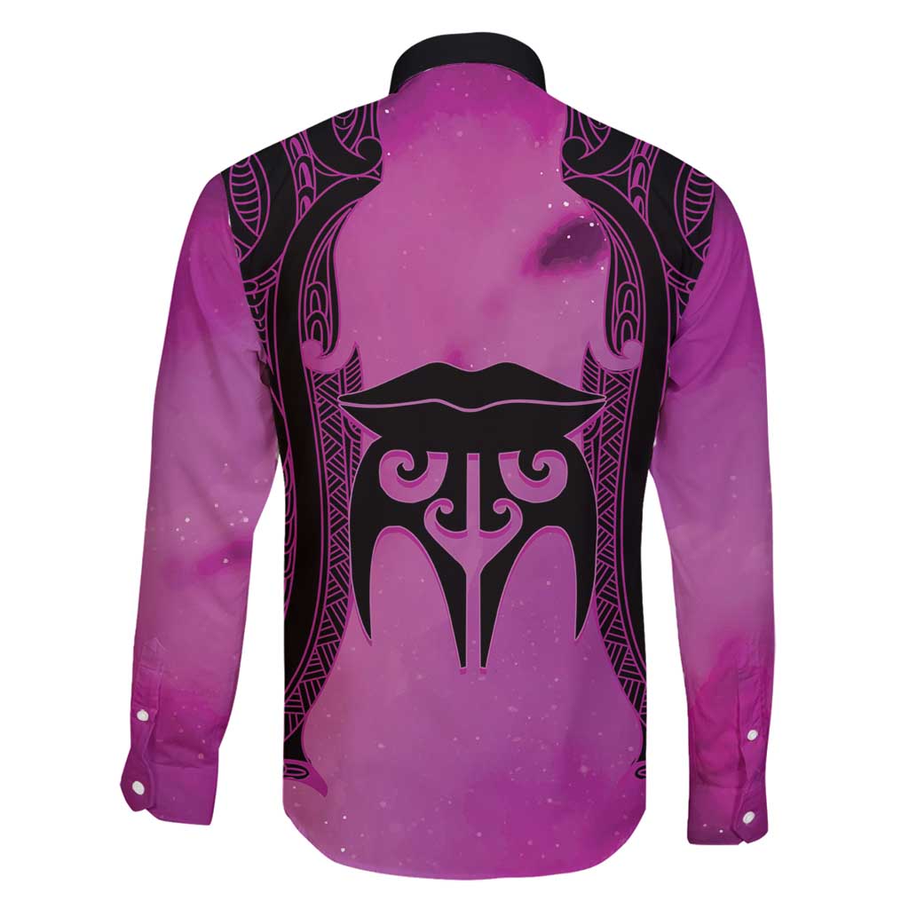 Personalised Moko Kauae New Zealand Family Matching Off Shoulder Maxi Dress and Hawaiian Shirt Maori Chin Tattoo Pink - Aussie Hoodie