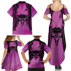 Personalised Moko Kauae New Zealand Family Matching Summer Maxi Dress and Hawaiian Shirt Maori Chin Tattoo Pink - Aussie Hoodie