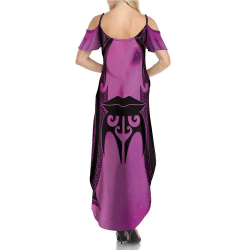 Personalised Moko Kauae New Zealand Family Matching Summer Maxi Dress and Hawaiian Shirt Maori Chin Tattoo Pink - Aussie Hoodie