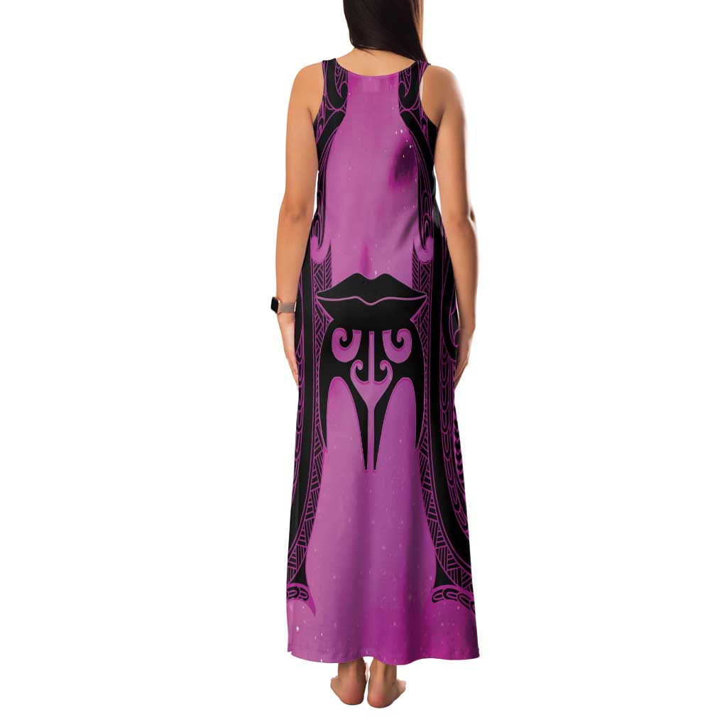 Personalised Moko Kauae New Zealand Family Matching Tank Maxi Dress and Hawaiian Shirt Maori Chin Tattoo Pink - Aussie Hoodie