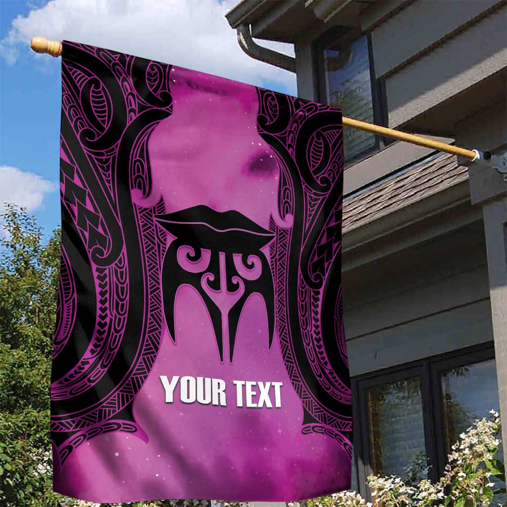 Personalised Moko Kauae New Zealand Garden Flag Maori Chin Tattoo Pink - Aussie Hoodie