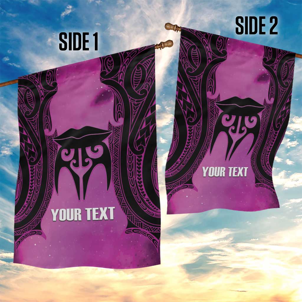 Personalised Moko Kauae New Zealand Garden Flag Maori Chin Tattoo Pink - Aussie Hoodie