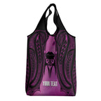 Personalised Moko Kauae New Zealand Grocery Bag Maori Chin Tattoo Pink - Aussie Hoodie