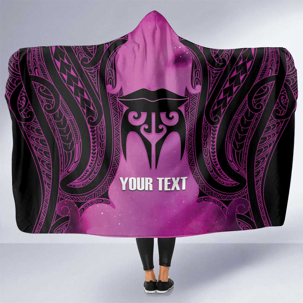 Personalised Moko Kauae New Zealand Hooded Blanket Maori Chin Tattoo Pink - Aussie Hoodie