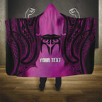 Personalised Moko Kauae New Zealand Hooded Blanket Maori Chin Tattoo Pink - Aussie Hoodie