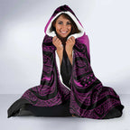 Personalised Moko Kauae New Zealand Hooded Blanket Maori Chin Tattoo Pink - Aussie Hoodie