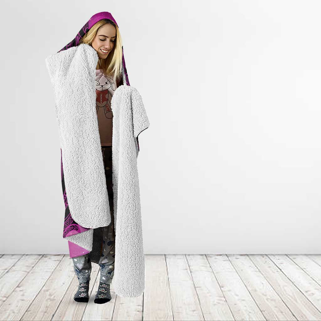 Personalised Moko Kauae New Zealand Hooded Blanket Maori Chin Tattoo Pink - Aussie Hoodie