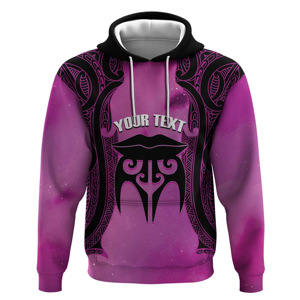 Personalised Moko Kauae New Zealand Hoodie Maori Chin Tattoo Pink - Aussie Hoodie