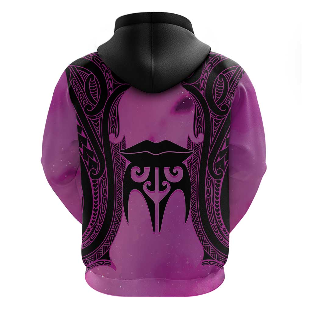 Personalised Moko Kauae New Zealand Hoodie Maori Chin Tattoo Pink - Aussie Hoodie