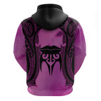 Personalised Moko Kauae New Zealand Hoodie Maori Chin Tattoo Pink - Aussie Hoodie
