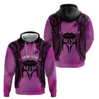 Personalised Moko Kauae New Zealand Hoodie Maori Chin Tattoo Pink - Aussie Hoodie