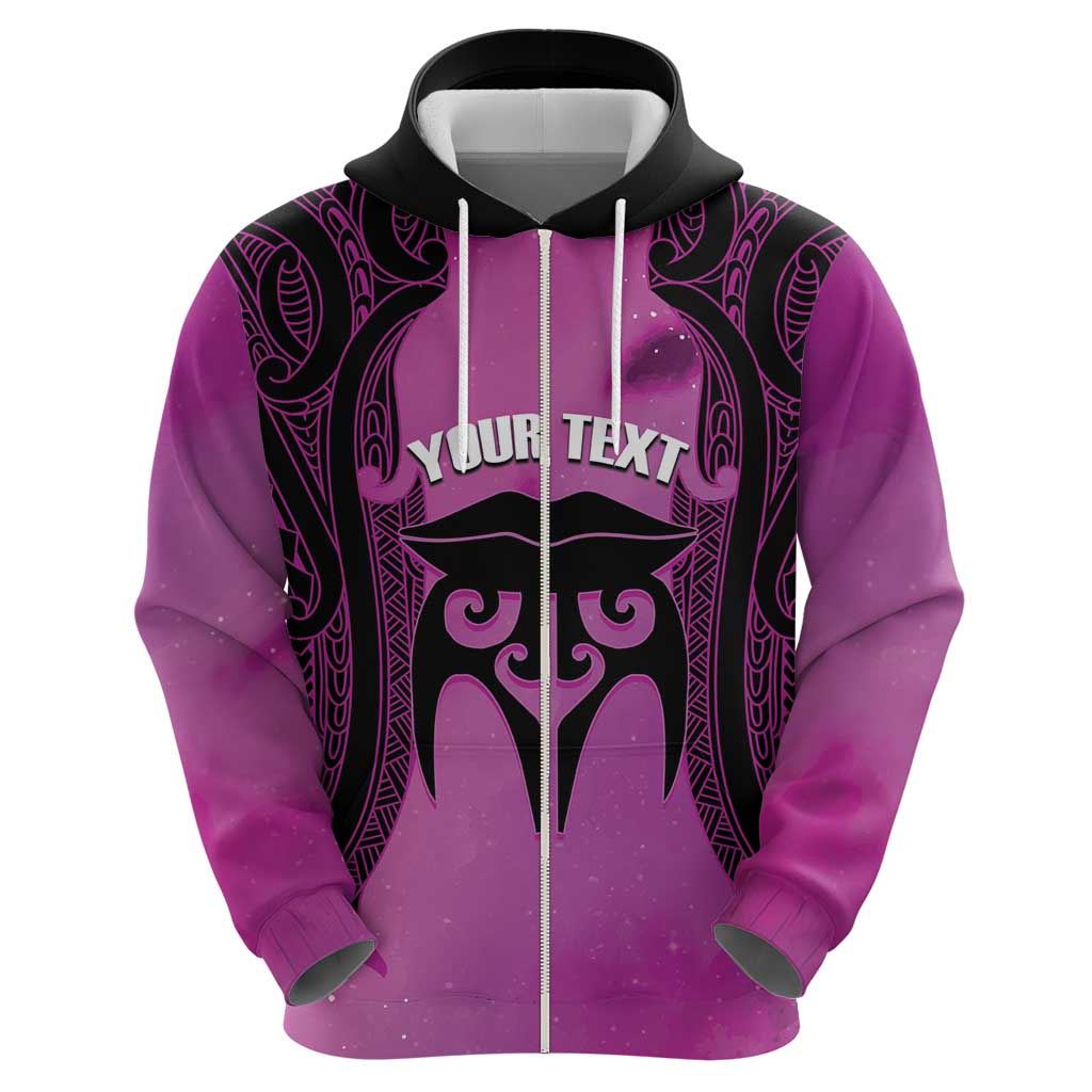 Personalised Moko Kauae New Zealand Hoodie Maori Chin Tattoo Pink - Aussie Hoodie