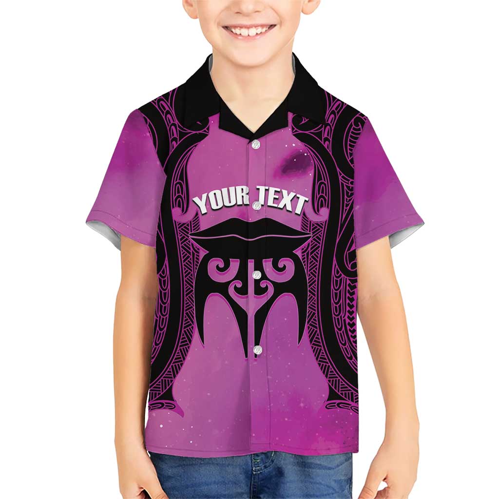 Personalised Moko Kauae New Zealand Kid Hawaiian Shirt Maori Chin Tattoo Pink - Aussie Hoodie